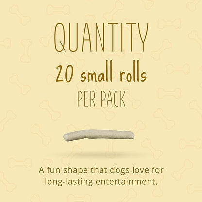 Better Belly Originals Natural Chicken Liver Flavor Small Rolls 20 Count, Highly Digestible Rawhide