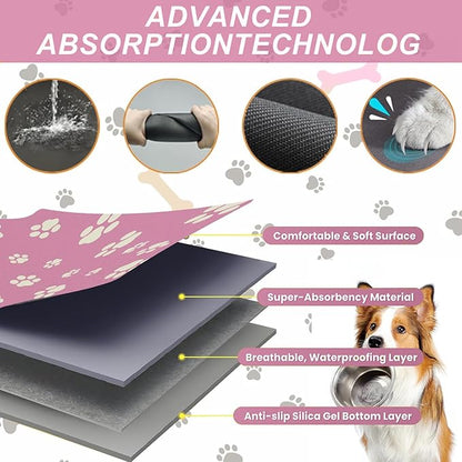 Pet Feeding Mat Dog Cat Food Mat Absorbent No Stains Quick Dry Rubber Bottom Anti-Slip Water Bowl Mats Easy to Clean for Indoor Pet Placemats Water Dispenser Mat