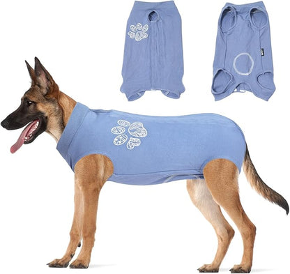 Jiupety Dog Recovery Suit Adjustable, Not Fit Slim and Long Body, Dogs Suit for Surgery Recovery, 3XL Size, Anti-Licking Surgical Dog Onesies, Blue & Paw