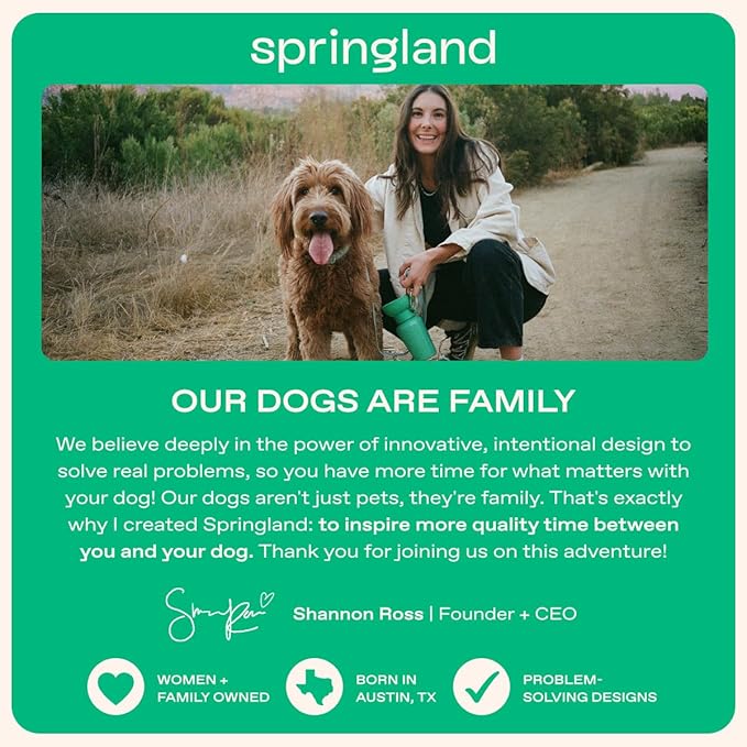 Springer Flip Dog Water Bottle | Portable Drinking Feeder with Foldable Food-Grade Silicone Bowl | One-Hand Squeeze & Leak-Proof | BPA-Free 20oz | Walking, Hiking & Camping | Puppy Essentials