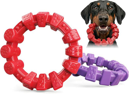 BoYoYo Dog Toys for Aggressive Chewers, 2 Pack Indestructible Dog Toys for Large Breed, Durable Chew Toy for Dogs to Keep Them Busy, Ring Toy for Trainging & Cleaning Teeth, Bacon Flavored