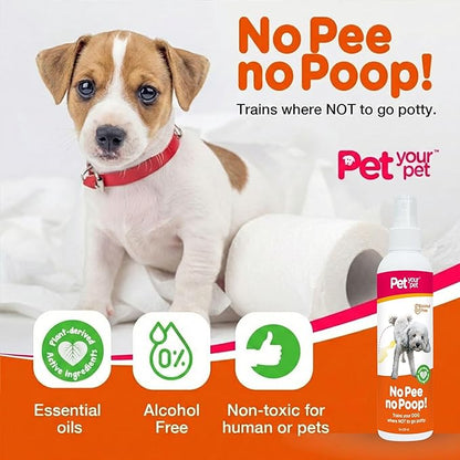 Dog Potty Training Spray No Pee No Poop, 8 Fl Oz, Non Toxic Spray for Dogs Only, Natural Pee Deterrent, Prevents Urine Marking and Pooping, Indoor Outdoor House Training Aid