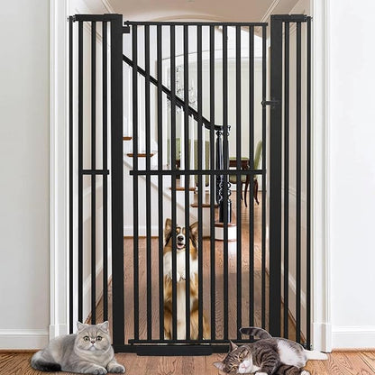 SHYUJAJIE 71 Inch Extra Tall Pet Gate for Cats, 29.5-43" Adjustable Wide Dog Gates, Pressure Mounted Walk Through Tall Cat Gate for Doorways,Hallway,Stairs,House（Black）