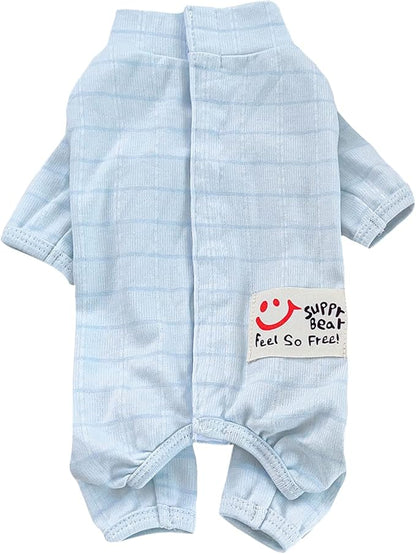 RSS08-Fblue-S+ Recovery Suit for Surgery - Dog Abdominal Wounds Bandages, Wound Protective Vest Prevents Licking, Substitute E-Collar