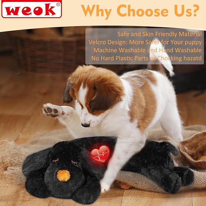 WEOK Heartbeat Puppy for Dogs-for Separation Anxiety Relief, Heartbeat Stuffed Animal Anxiety Calming Behavioral Aid Plush Toy for Dogs Cats Pets