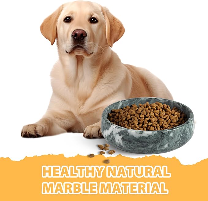 Karibiber Green Marble Dog Bowl, 6lbs Non-Slip,Non-Tipping Heavy Dogs Food Bowl, Large Dog Dish, Weighted Food and Water Bowls for Large Dogs, Natural Marble, Easy to Clean, Holds 6 Cups