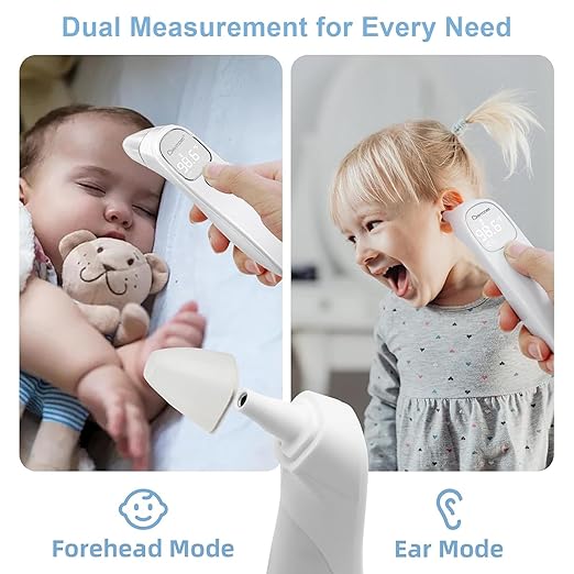 Berrcom 2-in-1 Forehead and Ear Thermometer with Magnetic Probe - Digital Infrared Thermometer for Adults & Babies, LED Display, 1s Reading, Auto Shut-Off
