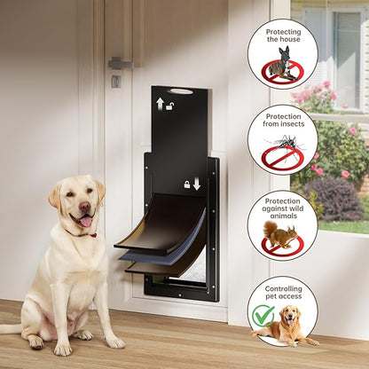 3-Flap Dog Door, Large Doggy Door, Doggie Door for Install in Interior and Exterior Doors or Wall, Insulation Layer, 2 Magnetic Flaps, Closing Panel, Never Rust, for Pet Up to 100lb (Large)