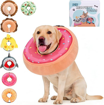 KOOLTAIL Inflatable Dog Cone Collar, Soft Donut E Collar for Dogs After Surgery to Stop Licking Enhanced Alternative, Blow Up Pet Neck Pillow Recovery Adjustable Cone for Dog Cat, Upgrade Size,Donut L