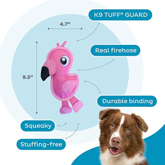 Outward Hound Fire Biterz Flamingo Plush Firehouse Material Interactive Dog Toy, Small