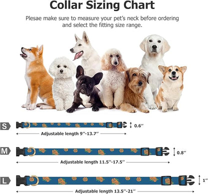 Cotton Handmade Dog Collar Cute and Distinctive Patterns Blue Tulip with Pendant for Girl Boy Dogs Collars S