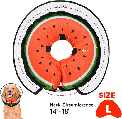 MRSOHRET Dog Cone, Dog Surgery Collar, Inflatable Cones for Small Medium Large Dogs, Watermelon Dog Recovery Collar, Does not Impede Vision