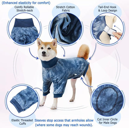 Lukovee Recovery Suit for Dogs - Soft Onesie Dog Surgery Suit for Female Male Dogs, Breathable Surgical Recovery Suit Prevent Licking Spay Recovery Suit Dog E-Collar & Cone Alternative(S,Blue)