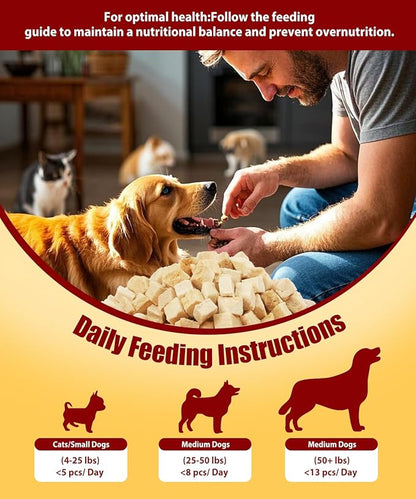 Freeze Dried Duck Cube for Dogs, Cats, Single Fresh Ingredient Pet Treats, Food Topper, Rawhide Free Freeze Dried Duck High Protein, Training Treats 4.6oz
