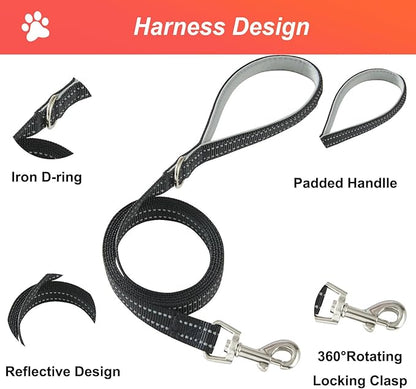 Hipubby Dog Harness Small Sized and Leash Set, No Pull Soft Mesh Puppy Vest, Reflective Breathable Lightweight Pet Harness, Harness for Small Medium Dogs and Cats - Black/Khaki Trim, XS