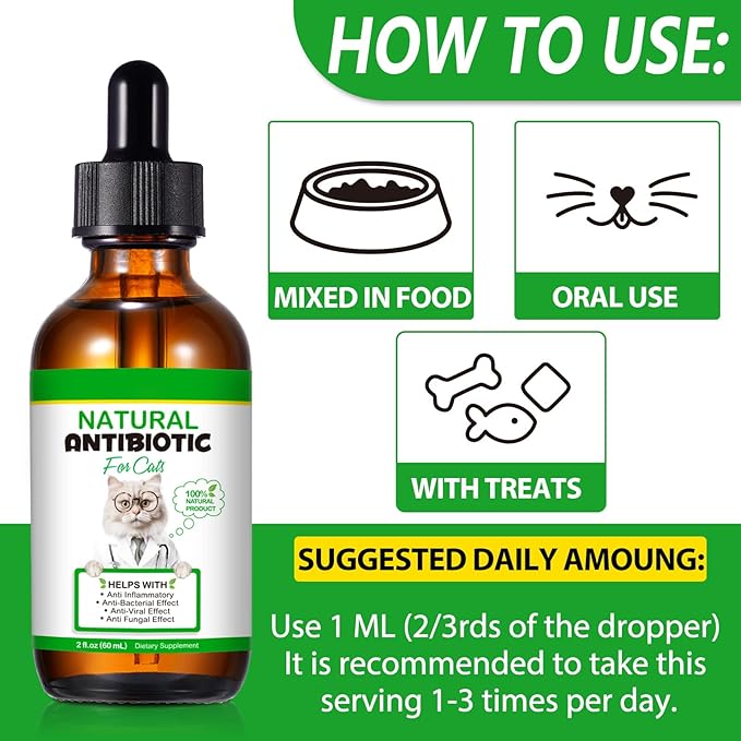 NenMaoKeNu 2 Pack Antibiotics for Cats, Premium Cat Antibiotics Supplement, Cats Multivitamin, Natural Antibiotic for Cats, Cat Antibiotic, Cat Antibiotics Supports Immune & Cats Allergy Relief
