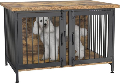 GDLF Double Dog Crate with Divider for 2 Small or 1 Dog, Furniture Style Kennel Indoor Cage with Removable Panel (Int.dims:36.2”Wx24.5”Dx21”H)