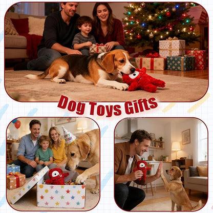 Squeaky Dog Toy, Plush Stuffed Dog Toy Keep Them Busy Tug of War Dog Chew Toy for Small Medium Large Dogs (Red)
