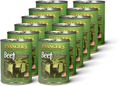 Evanger's Heritage Classic Beef Dog Food – 12 Count, 12.5 oz Each – Grain & Gluten Free, Single-Source Protein – Kosher Qualified & Endorsed by Chicago Rabbinical Council