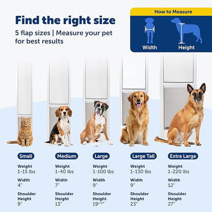 PetSafe Sliding Glass Pet Door - No-Cut DIY Install Doggy Door for Renters - Aluminum Frame - Adjustable Height 75 7/8" to 80 11/16" - Ideal for Large Dogs Up to 100 lb - White