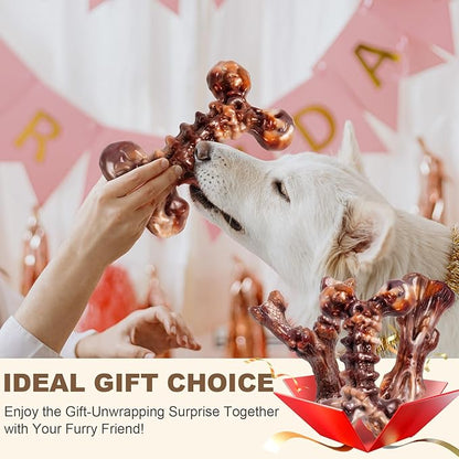 Kseroo Indestructible Dog Toys for Aggressive Chewers 3-Pack: Bacon Flavored Dog Chew Toys, Tough Dog Toys for Medium & Large Dogs (20-90lbs), Heavy Duty Nylon Dog Bone Toys to Keep Them Busy, Brown
