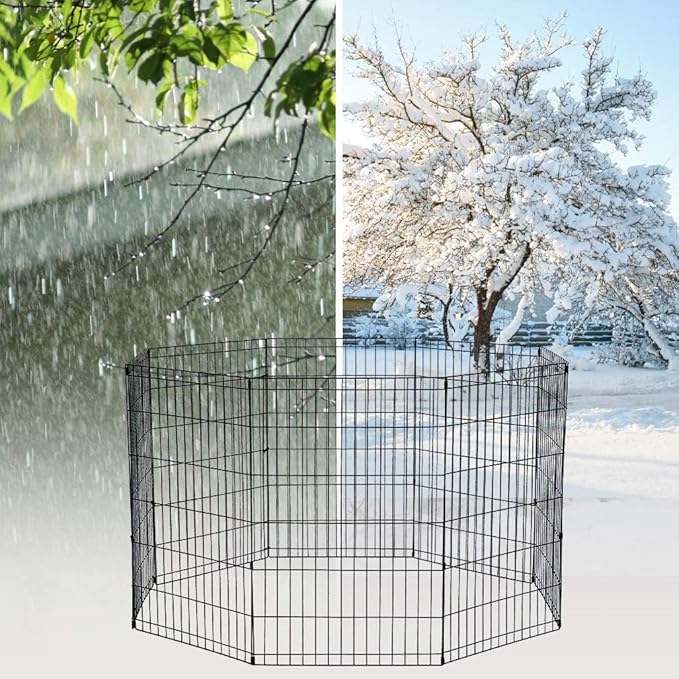Bestpet 24 Tall Foldable Dog Playpen Crate Fence Pet Kennel Play Pen Exercise Cage 8 Panel Black, 24"