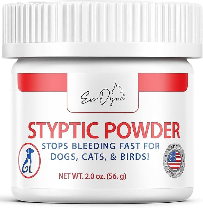 Styptic Powder for Dogs, Cats, and Birds (2 oz) by Evo Dyne | Fast-Acting Blood Stop for Pets | Quick Stop Bleeding Powder for Dog Nail Clipping, Grooming, Cuts and More (1-Pack)