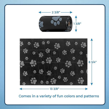 Best Pet Supplies Dog Poop Bags (150 Bags) for Waste Refuse Cleanup, Doggy Roll Replacements for Outdoor Puppy Walking and Travel, Leak Proof and Tear Resistant, Thick Plastic - Black