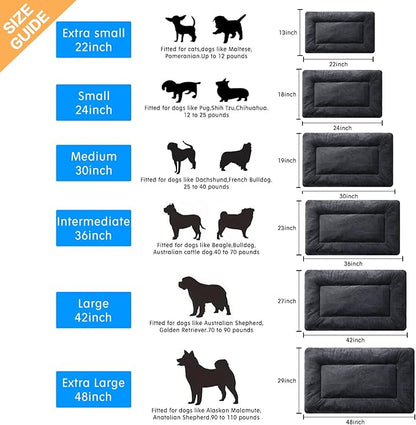 Dog Beds Crate Pad for Extra Small Dogs Ultra Soft Dog Crate Bed Washable & Anti-Slip Kennel Pad for Dogs Cozy Sleeping Mat, Dark Gray 22inch