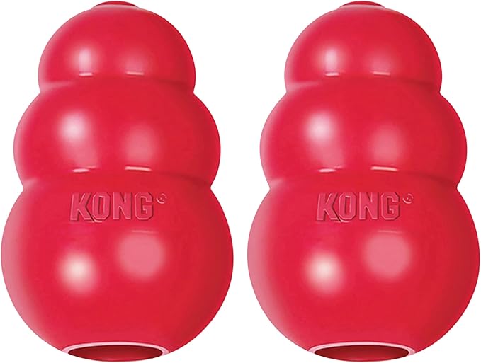 KONG Classic Stuffable Dog Toy - Fetch & Chew Toy for Dogs - Treat-Filling Capabilities & Erratic Bounce for Extended Play Time - Durable Natural Rubber Material - for Medium Dogs (Pack of 2)