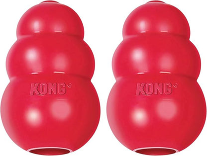 KONG Classic Stuffable Dog Toy - Fetch & Chew Toy for Dogs - Treat-Filling Capabilities & Erratic Bounce for Extended Play Time - Durable Natural Rubber Material - for Small Dogs (Pack of 2)