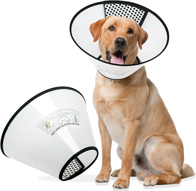 Dog Cone Collar for Surgery Recovery, Adjustable Soft Elizabethan Collar, Anti-Lick Protective Neck E-Collar for Dogs XL