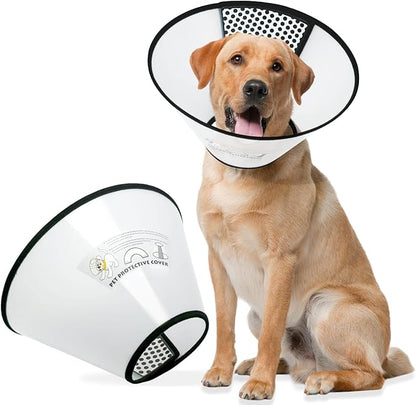 Dog Cone Collar for Surgery Recovery, Adjustable Soft Elizabethan Collar, Anti-Lick Protective Neck E-Collar for Dogs L