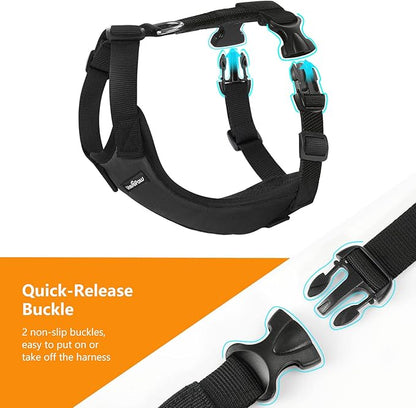VavoPaw Dog Seat Belt, Safety Vest Dog Car Harness with Adjustable Buckle Dogs Seat-Belt for Vehicle Nylon Pet Safety Seats Belts Heavy Duty(XXL, Black)