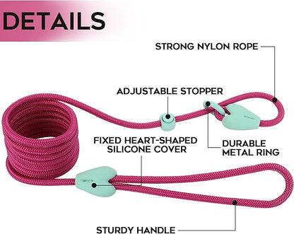 Dog Training Leash Slip Leads for Dogs 6 FT Slip Leash for Dogs Dog Lead with 6 Colors Strong Nylon No Pull Rope Dog Leash Dog Leashes for Small Medium Dogs (Rose Red)