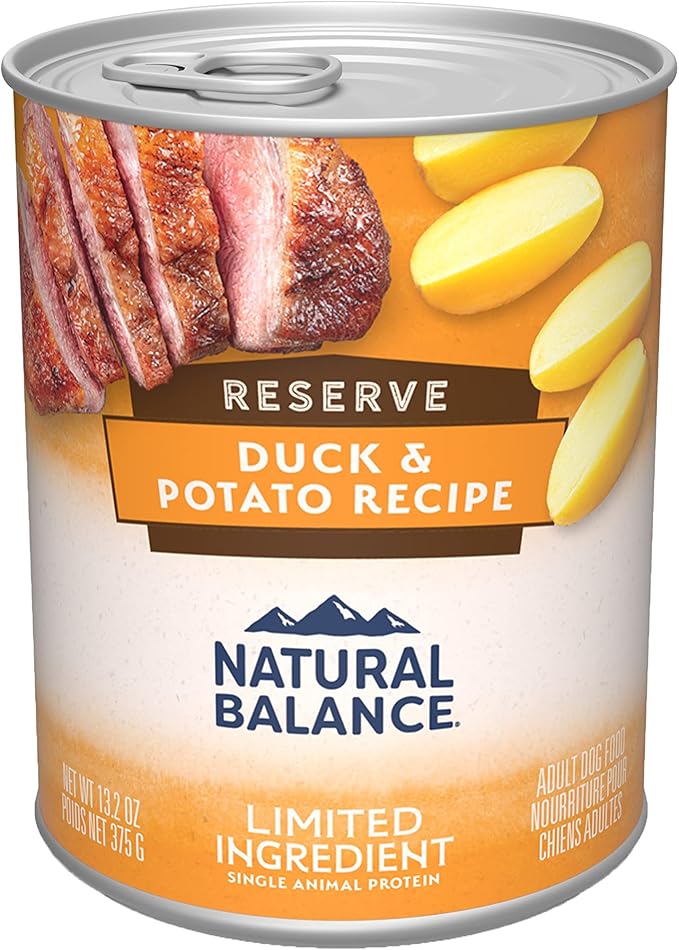 Natural Balance Limited Ingredient Adult Grain-Free Wet Canned Dog Food, Reserve Duck & Potato Recipe, 13.2 Ounce (Pack of 12)