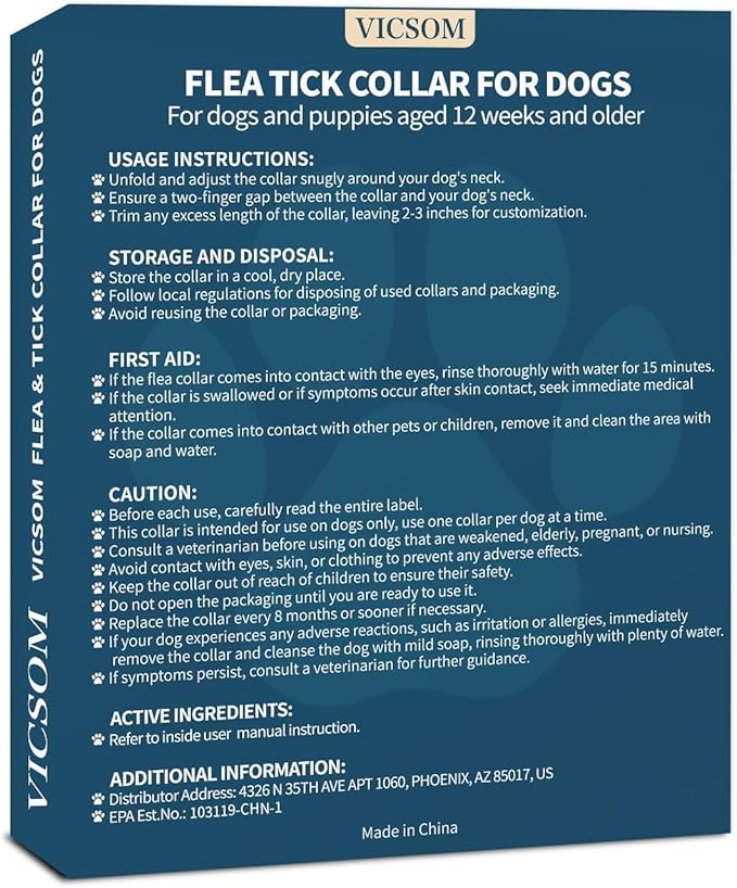 Flea and Tick Collar for Dogs 4 Pack, 32 Months Prevention, Waterproof, Adjustable for Small Medium Large Dogs Puppies (Black)
