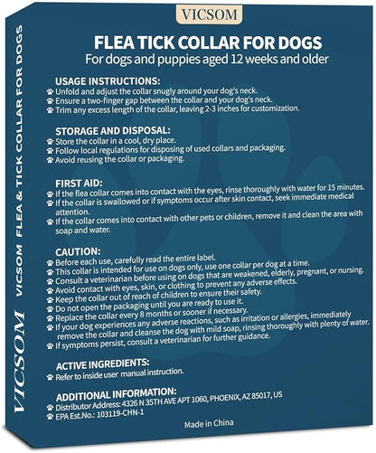 Flea and Tick Collar for Dogs 4 Pack, 32 Months Prevention, Waterproof, Adjustable for Small Medium Large Dogs Puppies (Black)