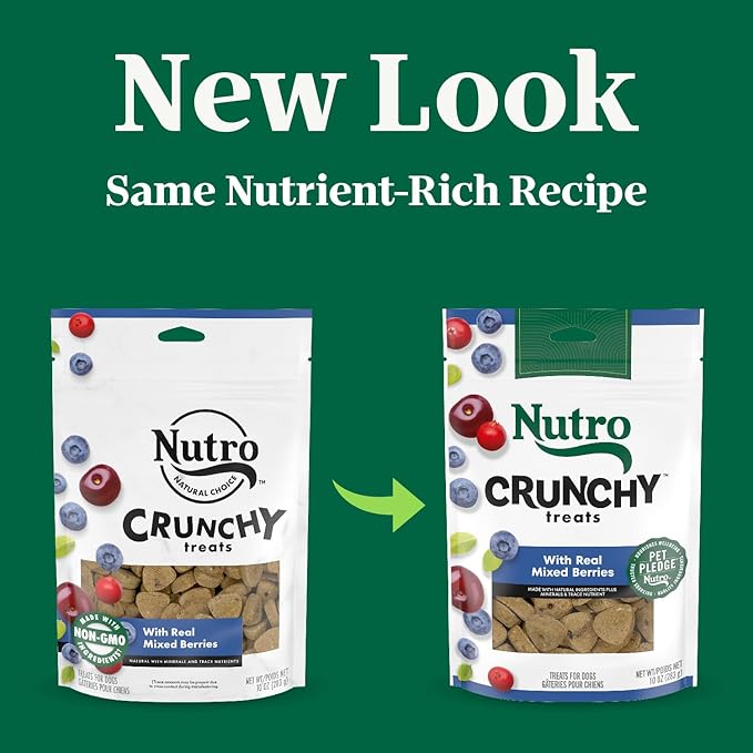 Nutro Crunchy Dog Treats with Real Mixed Berries, Training Treats for Dogs, 10 oz. Bag