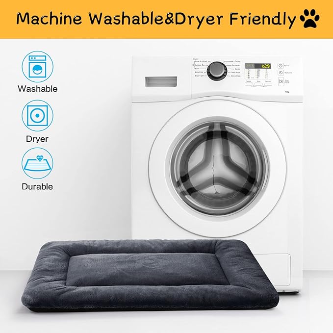 Dog Beds Crate Pad for Extra Large Dogs Ultra Soft Dog Crate Bed Washable & Anti-Slip Kennel Pad for Dogs Cozy Sleeping Mat,Dark Gray 48inch