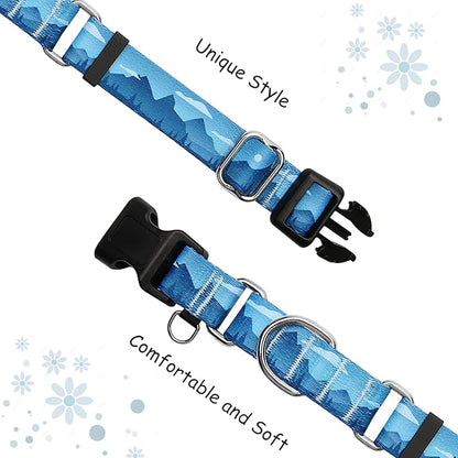 Martingale Collar for Dogs with Buckle Dog Collar Adjustable Soft Nylon Boy Dog Collars for Puppy Dogs, Blue Sunset
