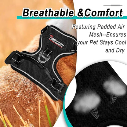 BARKBAY Dog Harness No Pull Mesh for Large Dogs - Adjustable, Reflective, Comfortable, No Choke, Heavy-Duty - Perfect for Outdoor Training, Walking, and Hiking - Strong & Durable - L & Black Mesh