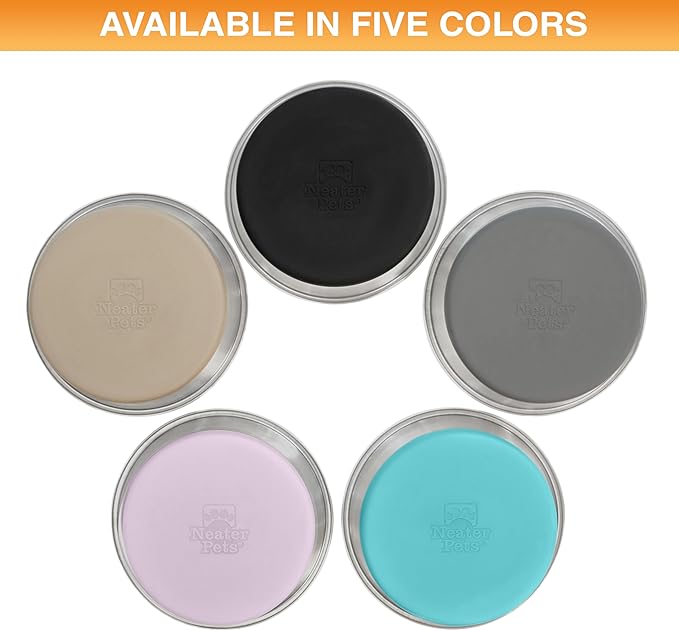 Neater Pet Brands Stainless Steel Dog Bowls with Non-Slip Rubber Bottom – Set of 2, 8 Cup (64 oz), Teal - Heavy Duty Metal Dog Bowl, Dishwasher Safe, Food or Water Bowl, Ideal for Large Dogs