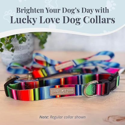 Lucky Love Dog Martingale Dog Collar & Leash - Adjustable, No-Slip, Durable, Comfortable, Soft Webbing, & Stylish Patterned Collar & Leash Set for Male and Female Dogs - Nacho Combo, Small