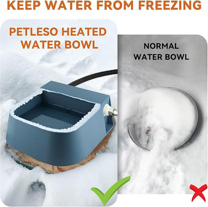 PETLESO Automatic Heated Water Bowl for Dogs Cats, Outdoor Heated Dog Bowl with Auto Fill, 2L Winter Heating Waterer Provide Drinkable Water for Chickens, Rabbits, Birds, Goats, Feral Animal
