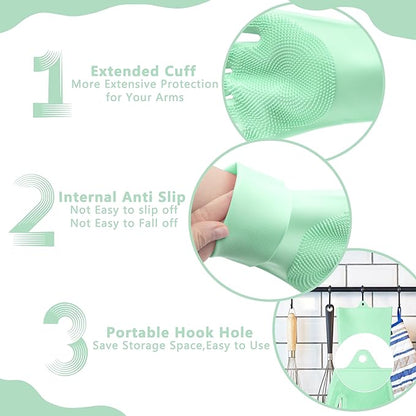 Pet Grooming Gloves—Heat Resistant Dog Washing Gloves with High-Density Teeth, Dog Bath Scrubber with Enhanced Five Finger Design, Silicone Gloves for Dogs and Cats Bathing, Massage (Green)