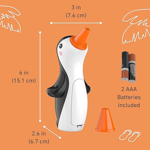 Pure Enrichment® PureBaby® Penguin Ear Thermometer - InstaRead™ Technology, LCD Backlit Display, 10 Memory Settings, Dual Scale Readings, Fever Alert, & Cover - Ideal for All Ages, Babies and Children