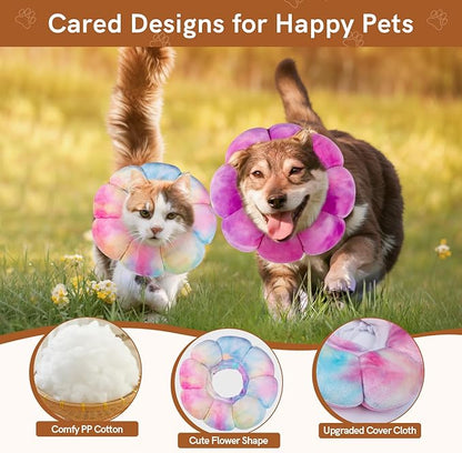Dog Collar Cone Soft, Adjustable Cute Flower Shape for Claming Dog Cat Cone After Surgery, Pet Recovery Anti-Lick Collar