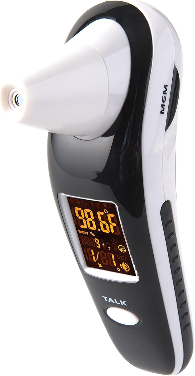 HealthSmart DigiScan Digital Accurate Infrared Thermometer, Instant Read Talking Forehead Thermometer, Ear Thermometer, For Babies, Children, and Adults, Black