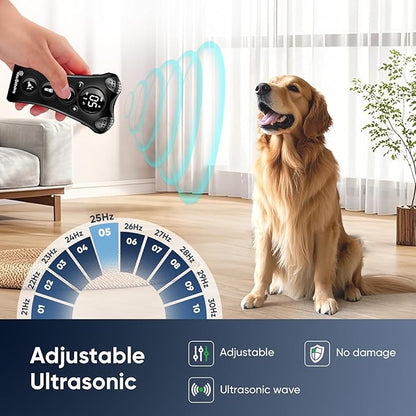 PawBehave Ultrasonic Dog Bark Deterrent Device –10-Level Adjustable Anti Barking Trainer with Flashlight, Strobe, E-Clicker(18 Whistle Sounds)–No Shock, Collar-Free Dog Behavior Correction Devices